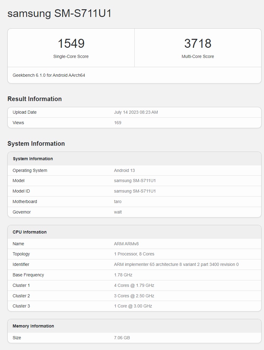 平价旗舰成了?Samsung Galaxy S23 FE现身跑分网站,搭载高通骁龙8 Gen 1! 2 238ce59d bcfa 40a1 9b16 da7e70a5