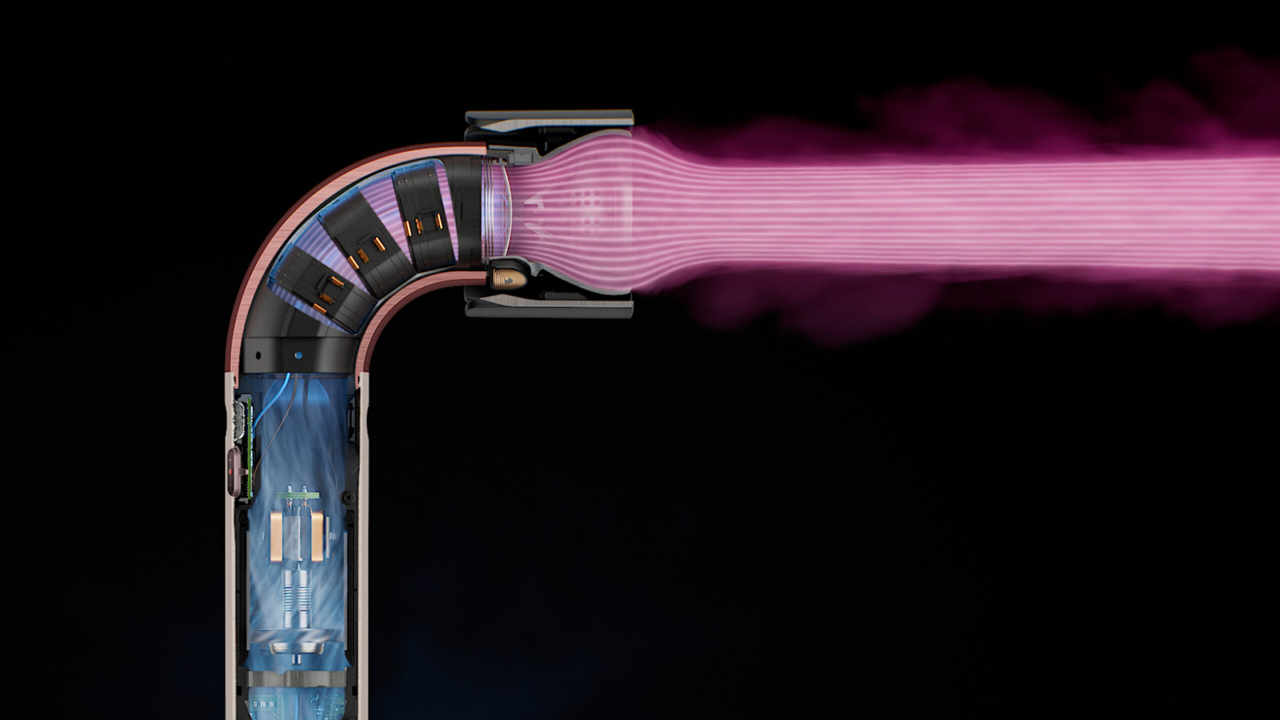 专业发型师力荐!!Dyson Supersonic r™吹风机即将来马:更轻更强更智能,轻松打造沙龙级造型! 4 Supersonic r Tech Imagery Airflow 1 1 scaled